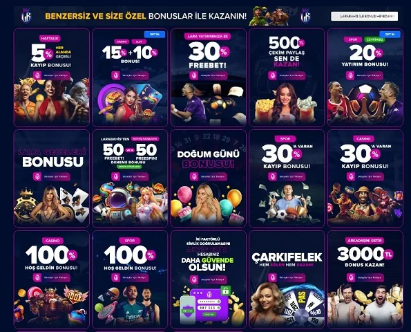 Larabahis bonusları ile ilgili detaylı bilgiye sitenin promosyon sekmesinden anında ulaşabilirsiniz.